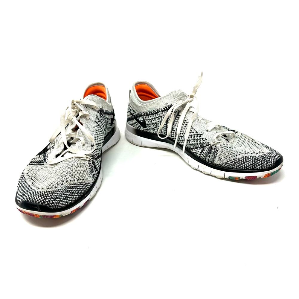 Nike‎ Size 6.5 Sneakers White Black Free TR Flyknit Running Exercise Jogging